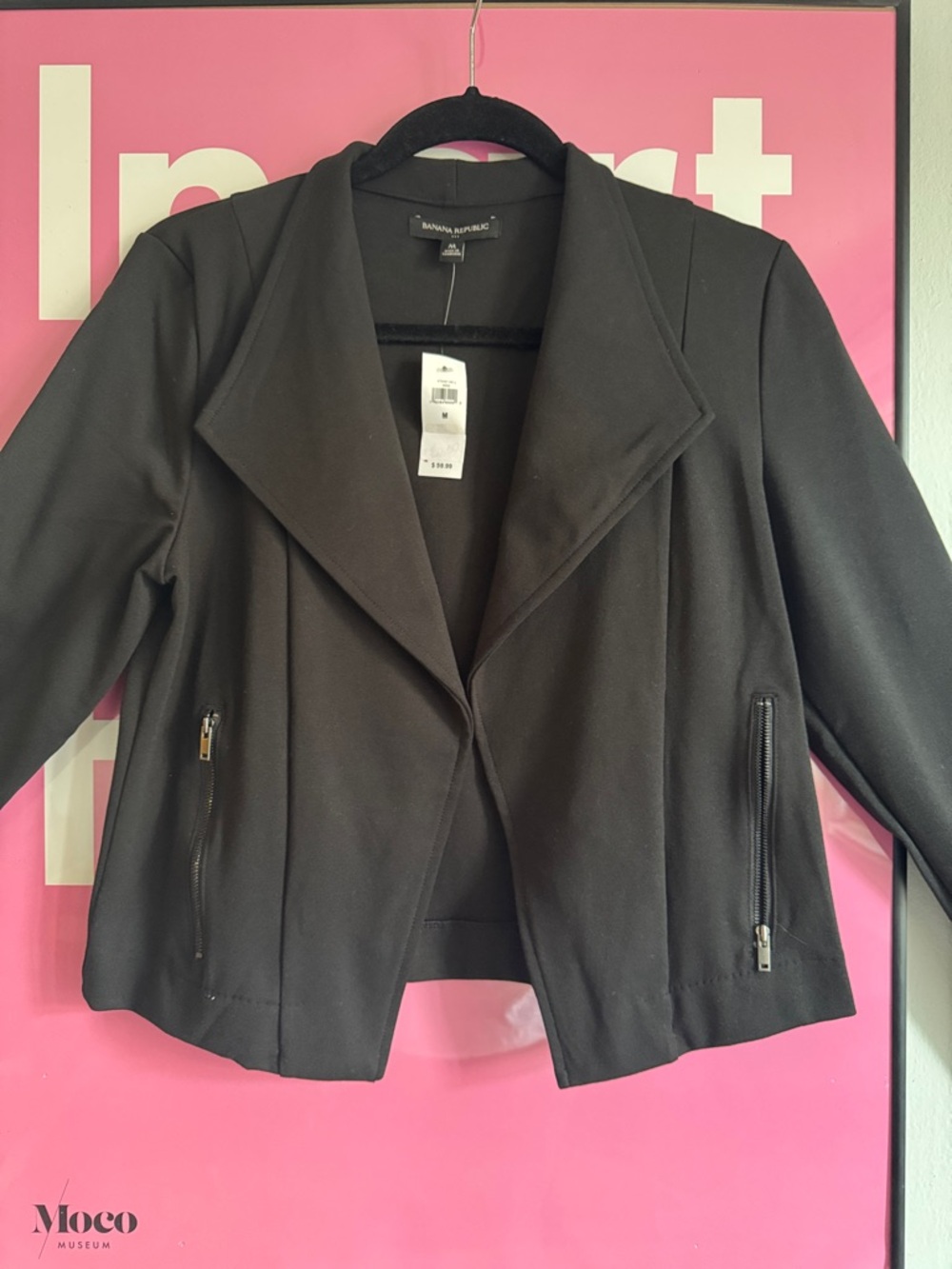 Banana Republic Black Women's Open-Front Moto Blazer